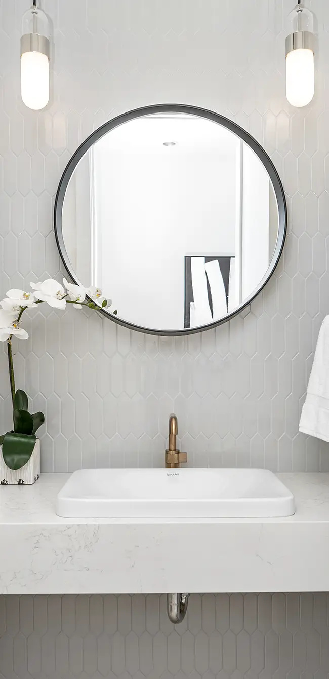 modern bathroom with mirror on wall